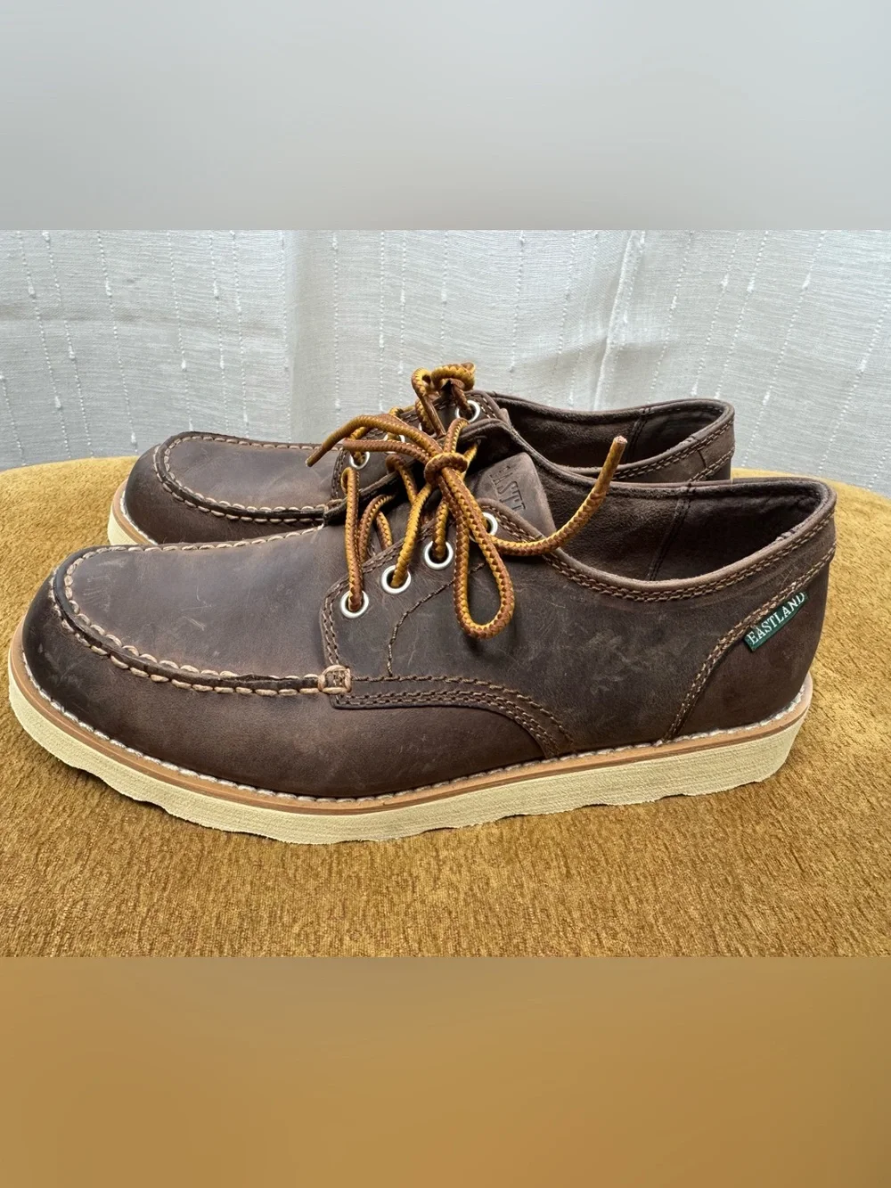 Eastland Dark Brown Leather Lumber Down Shoes with Tan Laces